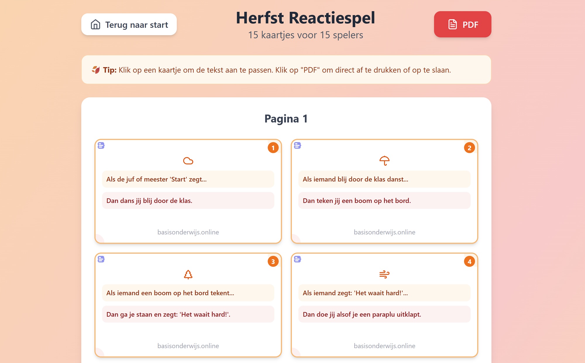 Reactiespel herfst